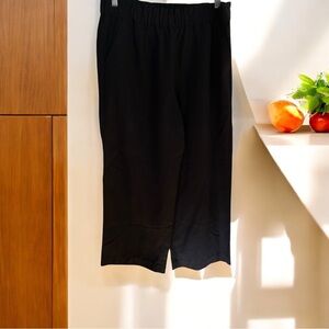 Talbots Womens Dress Pant Size Small Black Wide Leg 26" Inseam Pull-on Elastic